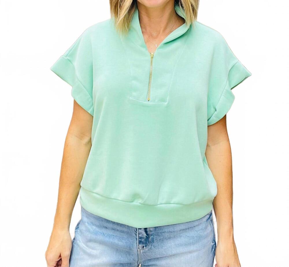 NEW BUCKETLIST half zip scuba top in mint green